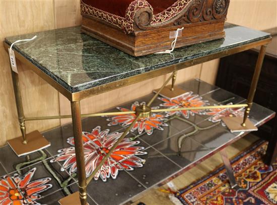 A marble top brass coffee table W.78cm